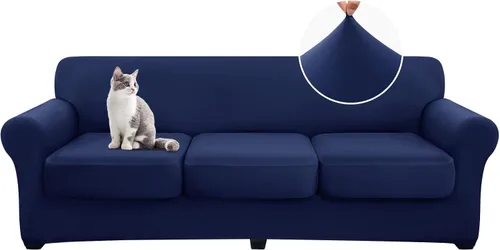 Miniatura 18 de hyha Fundas de sofá de 4 piezas para sofá de 3 cojines, fundas de sofá suaves y lavables, fundas de sofá elásticas para perros, protector de muebles