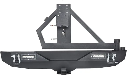 Miniatura 7 de u-Box Parachoques delanteros y traseros para Jeep Wrangler, compatible con Jeep JK Wrangler 07-18 con placa de cabrestante, portador de neumáticos