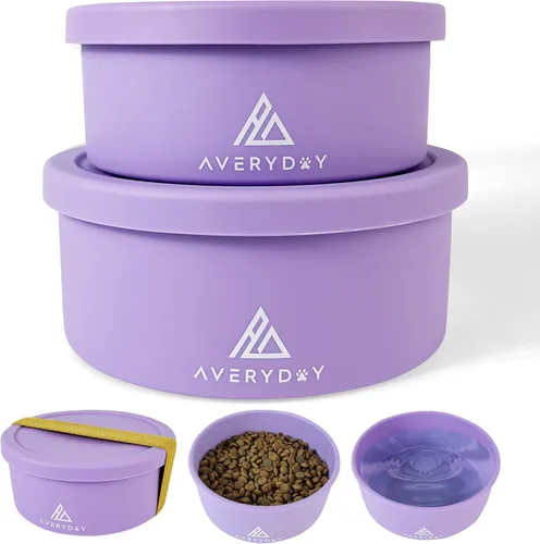 Miniatura 9 de AVERYDAY Cuencos de viaje para perros de 30 onzas con tapas, cuencos portátiles 2 en 1 para alimentos y agua, cuenco de agua y comida para perros