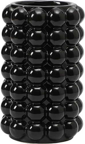 Miniatura 16 de Jarrón de burbujas, jarrón de cerámica negra para flores, jarrones bohemios para decoración del hogar, jarrones decorativos para sala de estar, Negro