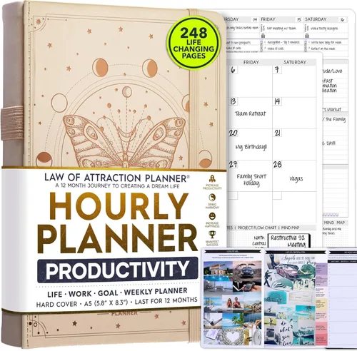 Miniatura 9 de Planificador de Vida - Agenda Semanal y Mensual Sin Fecha, Viaje de 12 Meses para Aumentar la Productividad Diario de Gratitud, Organizador