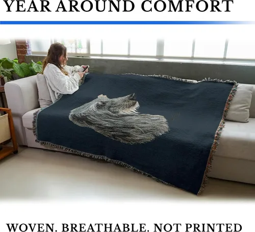 Miniatura 3 de Pure Country Weavers Manta tejida Scottish Deerhound Blue BG por Robert May - Manta de tapiz de algodón, fabricada en los Estados Unidos, 72 x 54