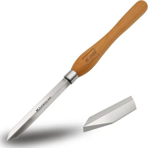 Miniatura 12 de Cincel sesgado de 1 pulgada, herramientas de torneado de madera de acero de alta velocidad M2 Cryo con mango de madera de haya