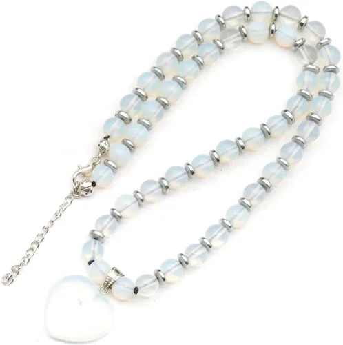 Miniatura 80 de Colgante de corazón de aventurina natural, Collar de cuentas de aventurina genuina, Collar de piedra verde, Collar de piedras preciosas, Cuentas