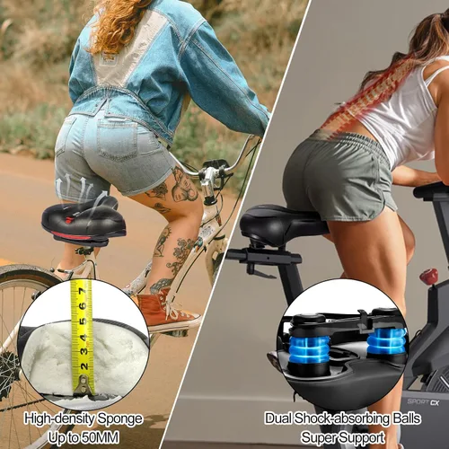 Miniatura 3 de TOPCABIN Asiento cómodo para bicicleta con doble bola de absorción de golpes, espuma viscoelástica gruesa, impermeable, universal, asiento ancho