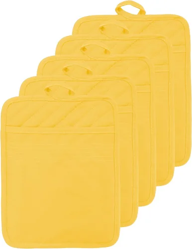 Miniatura 11 de Soporte para olla de horno con bolsillo, de algodón, resistente al calor, para cocina, almohadilla caliente, guantes de horno para cocinar y Gris