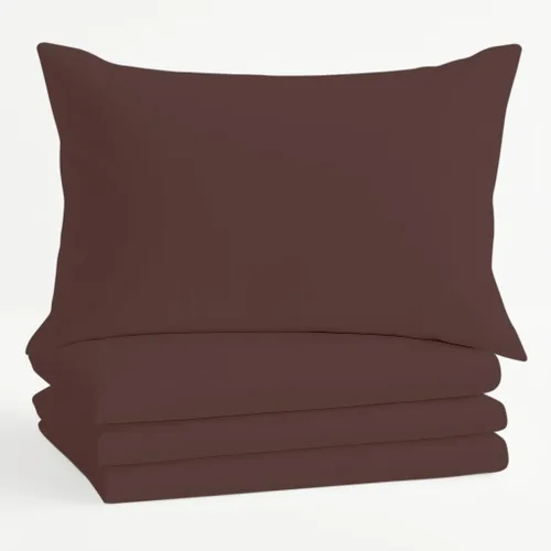 Comfort Beddings Juego de 4 fundas de almohada estándar, 100% algodón orgánico, 600 hilos, fundas de almohada de algodón marrón de alta calidad,