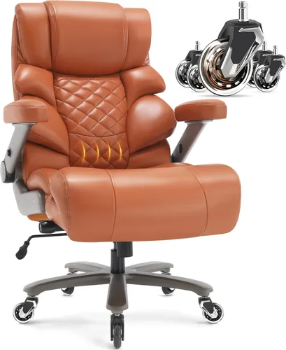 Miniatura 12 de VUZI Silla de oficina grande y alta de 700 libras - Silla grande para computadora con soporte lumbar ajustable, brazos plegables 3D, ruedas