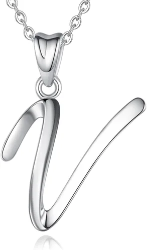 Miniatura 195 de EUDORA Collares de plata esterlina con inicial para mujer, regalos clásicos de 26 letras sin cuello para niñas, hermana, madre hija, cadena de 18