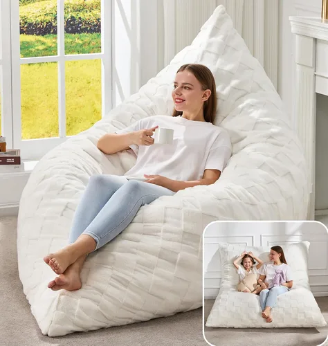 Miniatura 12 de Hobestluk Silla Puf 3 en 1, Sillas Puf Gigantes para Adultos con Cubierta de Burbujas, Cojín de Suelo Convertible con Cubierta Lavable a Máquina