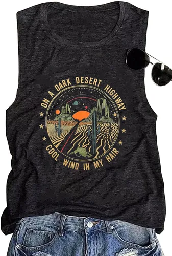 Miniatura 4 de Camisetas sin mangas de aventura para mujer, camisetas de carretera del desierto para mujer, diseño gráfico de la naturaleza, para verano, sin
