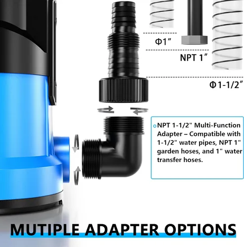 Miniatura 7 de FOTING Bomba de sumidero 3/4HP Bomba de agua sumergible automática de 4 modos, 2400 GPH termoplástica eléctrica portátil bomba de agua
