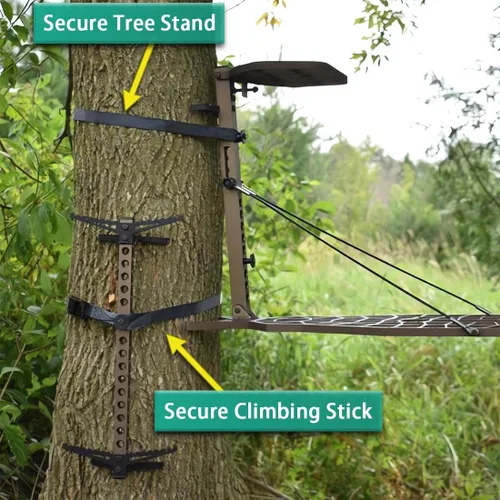 Miniatura 2 de Huntury Correas de palo de escalada, correa de soporte para árbol, correa de repuesto para escaleras, accesorio de bastón de escalada, rápido, fácil