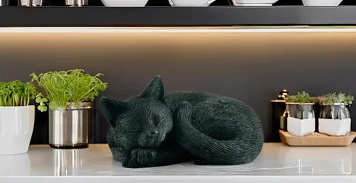 Miniatura 8 de JFSM INC. Mini figura pintada a mano con gato negro dormido de 3 pulgadas
