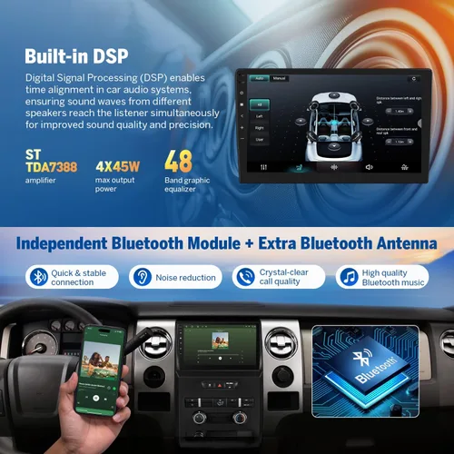 Miniatura 8 de Eonon Estéreo de coche de 9 pulgadas 4+64G para Ford F150 (2009-2014), Android 14 inalámbrico CarPlay y Android Auto, Bluetooth 5.4, pantalla táctil