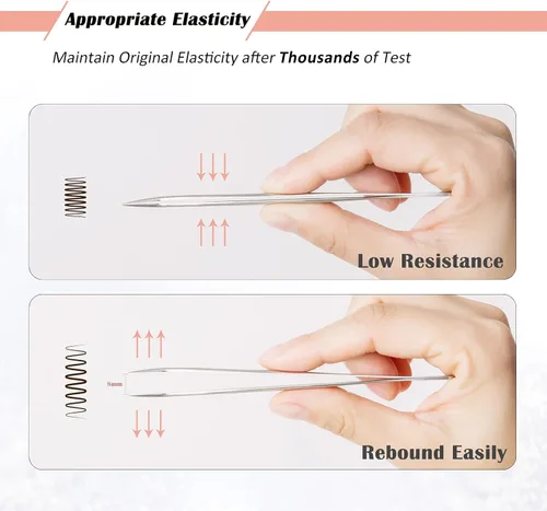 Miniatura 5 de LANKIZ Juego de 5 pinzas para extensiones de pestañas, de acero inoxidable, pinzas para extensiones de pestañas con volumen, pinzas de oro rosa