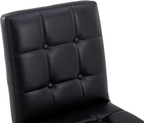 Miniatura 7 de EALSON Juego de 2 sillas de comedor modernas, tapizado de cuero negro con lengüetas de metal cromado y respaldos altos copetudos, sin brazos