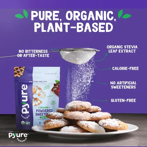 Miniatura 4 de Pyure Edulcorante Orgánico en Polvo Sustituto de Azúcar Glas Sin Azúcar para Repostería Keto, Sin Gluten, Cero Calorías, Cero Carbohidratos