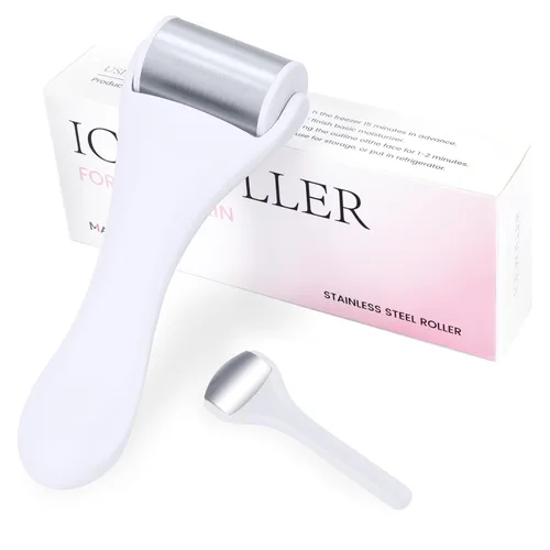Miniatura 9 de MAANGE Mini Rodillos para Ojos y Cara para Masaje de Ojos, Rodillo de Hielo de Acero Inoxidable para Alivio de Hinchazón y Migraña, Rodillo Facial