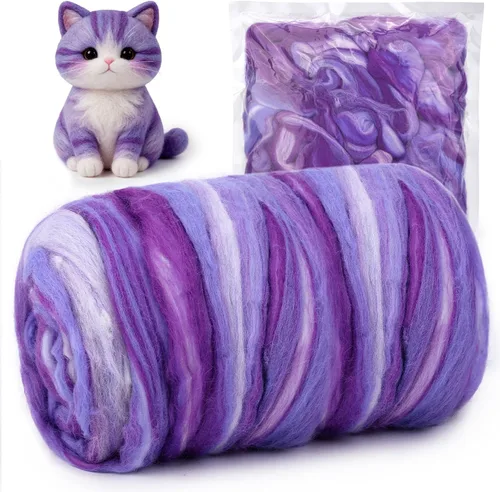 Wool Roving 7.02oz Colored Natural Needle Felting Wool Bulk for Spinning, Arm Knitting Blanket, Wet Felting, Handcrafts, Yarn Roving for DIY Craft