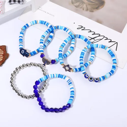 Miniatura 136 de Surfer Heishi - Pulseras apilables para mujer, apilables, de vinilo arcoíris, disco de arcilla, pulseras elásticas para la amistad, joyería bohemia