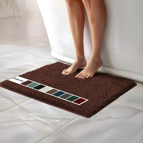 Miniatura 54 de Muddy Mat Alfombras de Baño de Chenilla de Microfibra de Secado Rápido Antideslizantes Lavables, Extra Gruesas, Suaves y Altamente Absorbentes Gris
