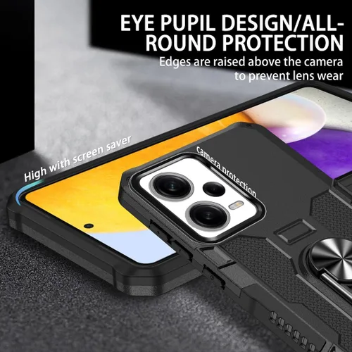 Miniatura 7 de Funda para Xiaomi Redmi Note 12 Pro 5G/Xiaomi Poco X5 Pro 5G Metal CD Patrón Anillo Titular Funda Teléfono Móvil Funda Protectora Anti-Caída Negro