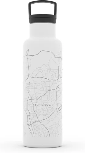 Miniatura 44 de Well Told Botella de agua aislada con mapa de Washington DC grabado, botella de acero inoxidable grabada (21 onzas, blanco) botella aislada de mapa