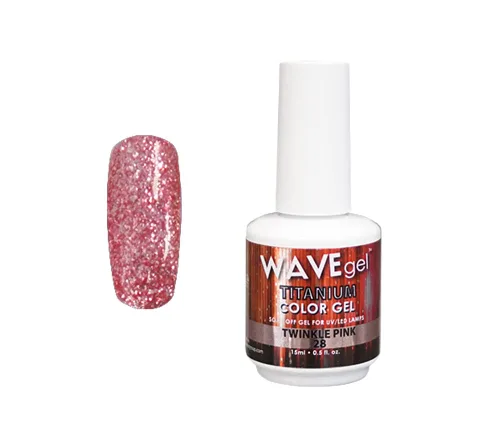 WAVEGEL - Esmalte de uñas en gel con purpurina, colección Titanio, #28 Twinkle Pink I 0.5 onzas