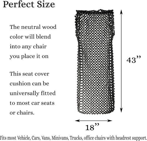 Miniatura 5 de Zento Deals Funda para Asiento con Cuentas de Madera Negra Royal, Cojín de Confort Premium con Masaje Fresco - Reduce la Fatiga en el Coche, Camión