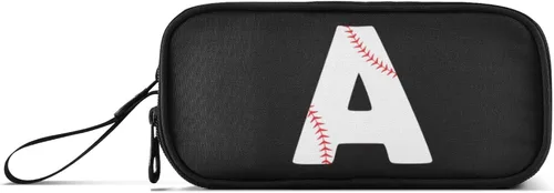 Fisyme Estuche para lápices de texto con números negros de béisbol, caja de gran capacidad, organizador de papelería, bolsa personalizada para