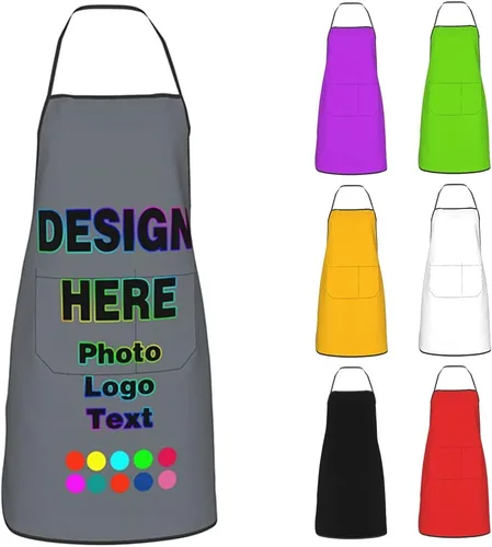Miniatura 9 de Delantal personalizado para mujer, delantales personalizados con logotipo de texto fotográfico, delantales de cocina para regalos