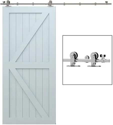Miniatura 44 de TSMST Kit de herrajes para puerta corrediza de granero de 6.6 pies, riel de puerta de granero resistente de acero inoxidable para montaje superior