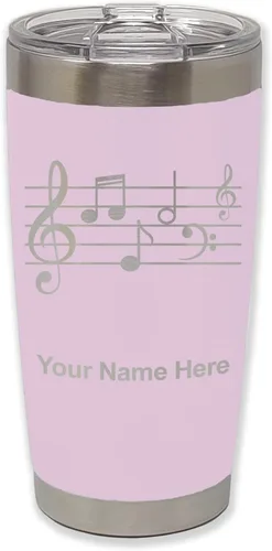 Miniatura 21 de LaserGram Vaso aislado al vacío de 20 onzas, personal de música, grabado personalizado incluido (negro)