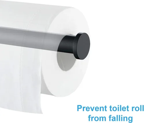 Miniatura 5 de TASTOS Soporte de papel higiénico negro mate SUS304 de acero inoxidable, moderno soporte redondo para rollos de papel higiénico, soporte de pared