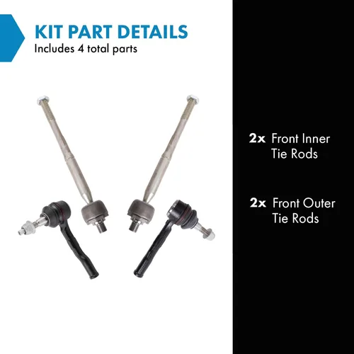 Miniatura 3 de TRQ Juego de varillas de acoplamiento delanteras interiores y exteriores, 4 piezas, compatible con Chevrolet Cruze 2016-2019 16-19 Volt