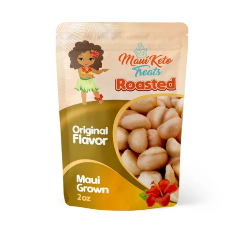 Maui Keto Treats Nueces de macadamia sabor original tostado, rico en vitaminas y minerales cultivados en Maui, 2 onzas (sabor original tostado)