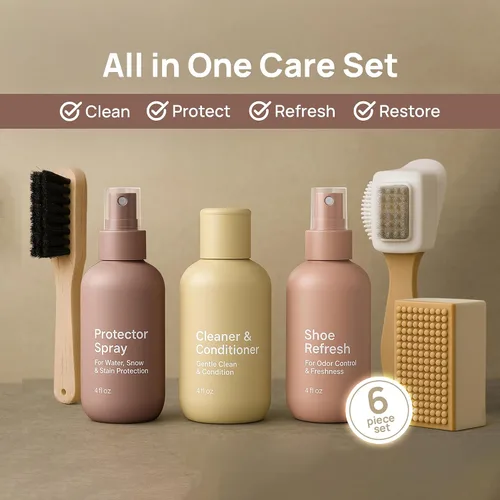 Miniatura 3 de Kit de Limpieza para Gamuza y Piel de Oveja Compatible con Calzado UGG - Limpiador y Acondicionador Suave, Spray Protector, Removedor de Olores