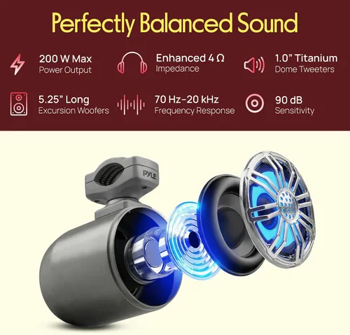 Miniatura 10 de Pyle Altavoces marinos – Torre de wakeboard con clasificación IP44 impermeable de 5.25 pulgadas y sistema de sonido estéreo de audio para exteriores