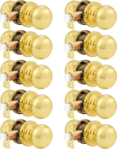 Miniatura 45 de Probrico (paquete de 10 perillas redondas para puertas de paso (sin bloqueo), perillas sin llave para cerraduras de puertas interiores/exteriores