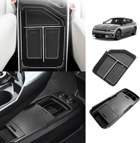 Miniatura 10 de BestEvMod Bandeja organizadora de consola central inferior compatible con Kia EV6 2022-2026, caja de almacenamiento de accesorios interiores