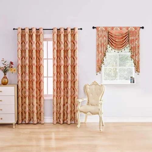 Miniatura 2 de ELKCA - Cenefa de cascada de tejido jacquard para dormitorio, cenefa de cortina de lujo para sala de estar