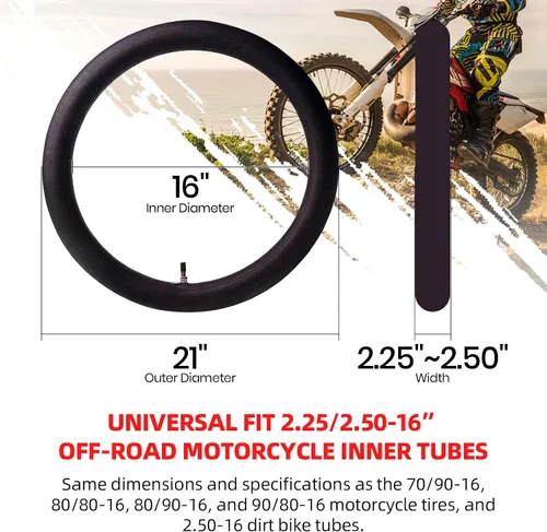 Miniatura 2 de AR-PRO - Tubos interiores de motocicleta todoterreno de 2.25/2.50-16 pulgadas con vástago de válvula TR4 - Tubos interiores de repuesto