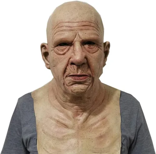 Máscara de látex 3D para Halloween, disfraz de anciano, disfraz de fiesta de terror, para hombre mayor, máscara realista de terror humano para