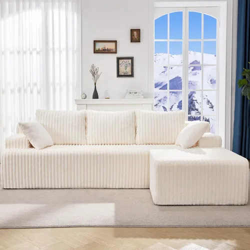 Miniatura 29 de Hobestluk Sofá modular modular sin hueso, sofá en forma de L, sofá modular de 3 asientos, sofá modular de espuma viscoelástica para muebles de sala