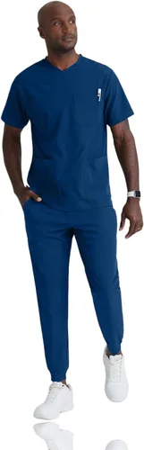 Miniatura 4 de BARCO Skechers Vitality Crew Scrub Top para hombre, marino