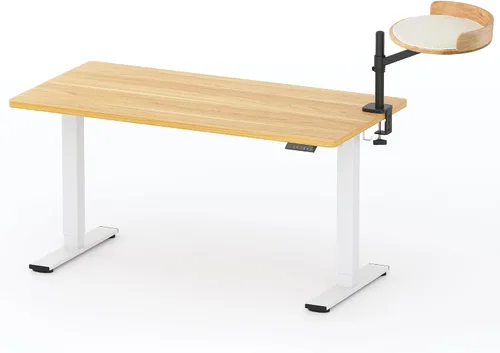 Miniatura 45 de FLEXISPOT EN2 Escritorio de pie de una pieza completa con regleta de alimentación de abrazadera, escritorio eléctrico de altura ajustable de 40 x 24