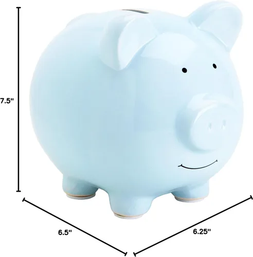 Miniatura 13 de Pearhead Alcancía Grande de Cerámica, Azul Claro, Ideal para Niños y Niñas, Ahorro de Dinero y Banco de Monedas, Decoración Perfecta para Cuarto