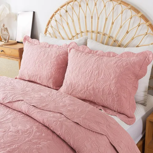 Miniatura 238 de HoneiLife - Juego de colcha de tamaño Queen, juego de ropa de cama de pana bordada de 3 piezas, colcha de lujo, ligera, cálida, para todas las Pana