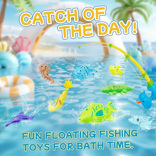 Miniatura 3 de Bombas de baño de tiburón para niños con juego de juguetes de pesca sorpresa, 8 divertidas bolas de baño explosivas y 9 juguetes de pesca, burbujas